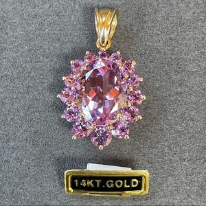 Purple Amethyst 14K Cluster Pendant